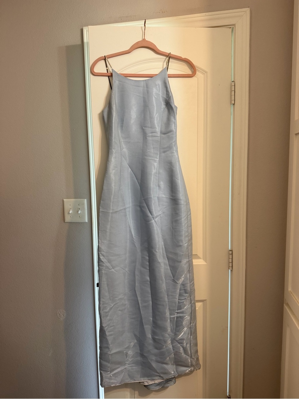 Jessica McClintock Gunne Sax Pale Blue Satin Maxi Dress